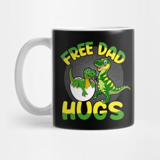 Free Dad Hugs Dinosaur Dad & Kid | Funny Father's Day Dino Gift Mug